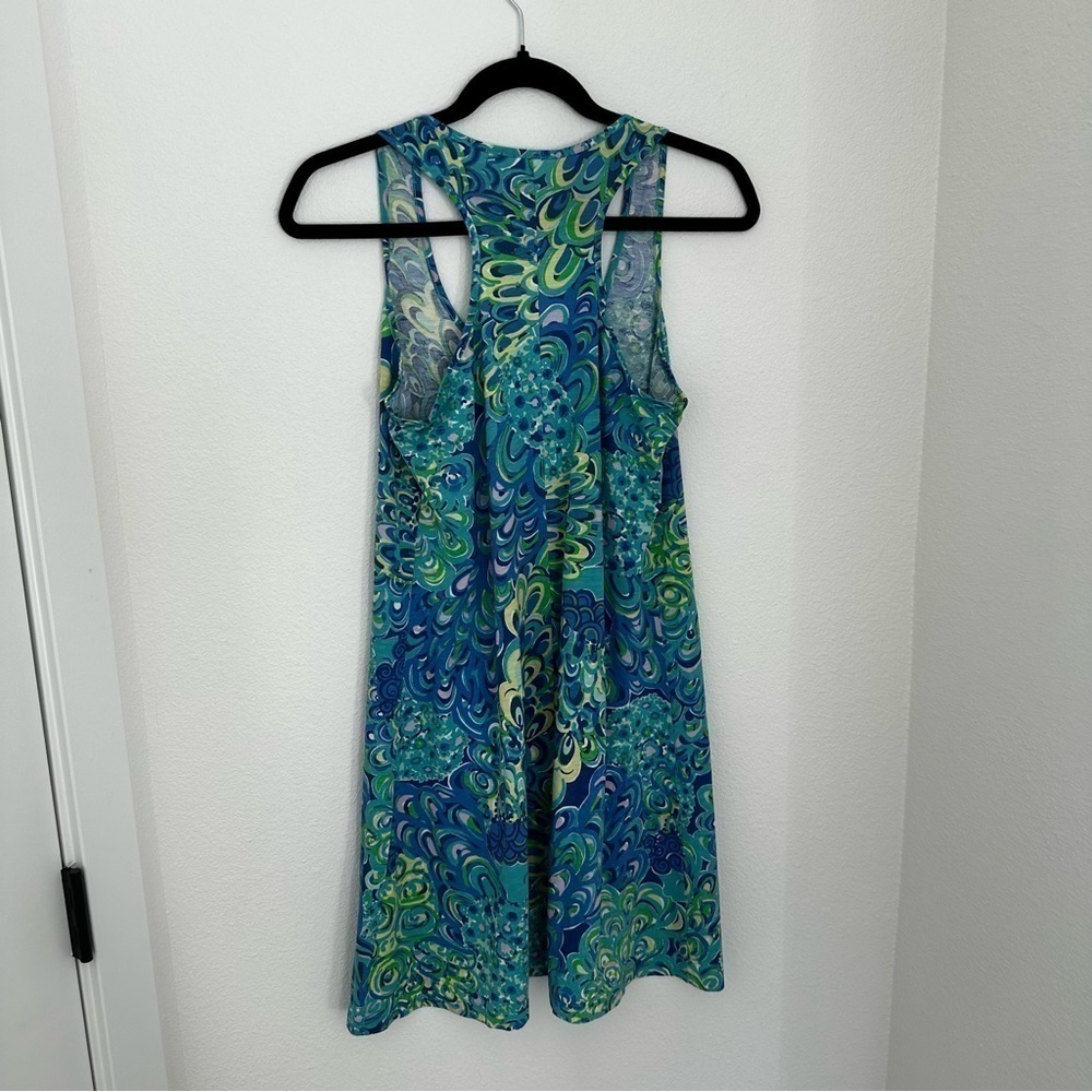 Lilly Pulitzer Melle Racerback Dress 100% Cotton Lagoon Green Blue Size S Women - Picture 4 of 10